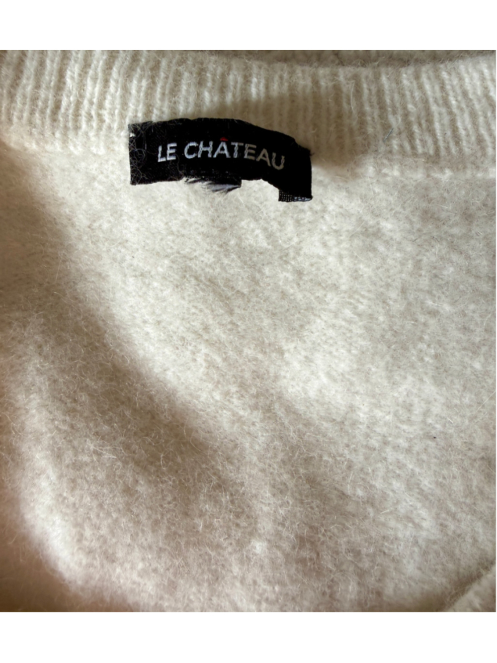 Women's Le Chateau Angora Blend Crew Neck Sweater White Size S-M Rabbit - Picture 6 of 12